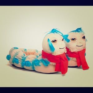 Labyrinth ‘Ello Worm Plush Slippers WORN ONCE